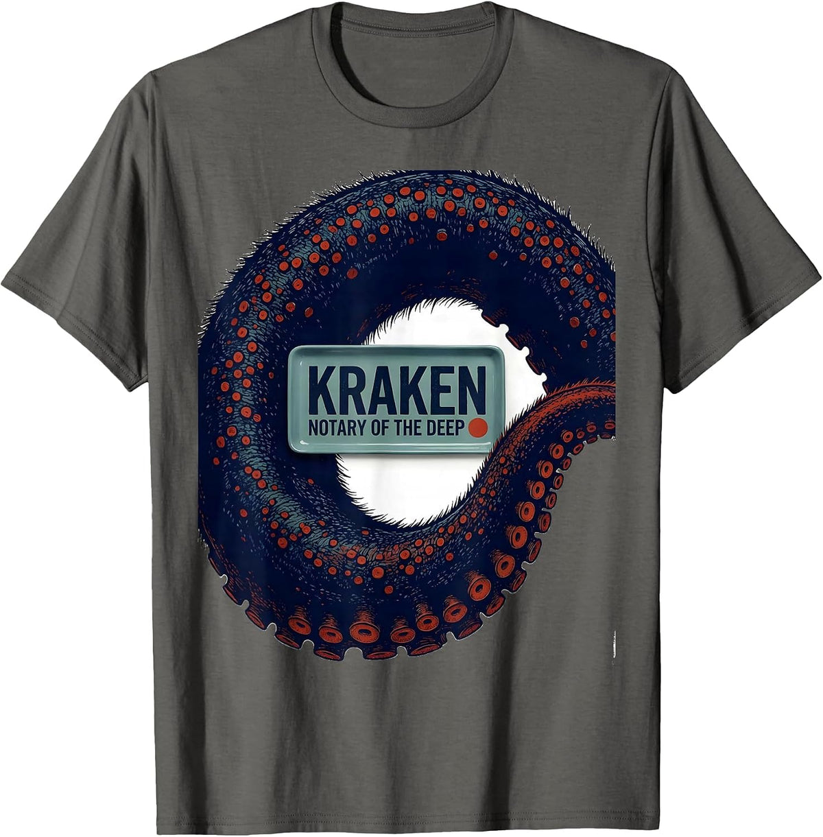 Men's Kraken Notary Of The Deep Editorial Conceptual Octopus Lover T-Shirt - Asphalt Grey