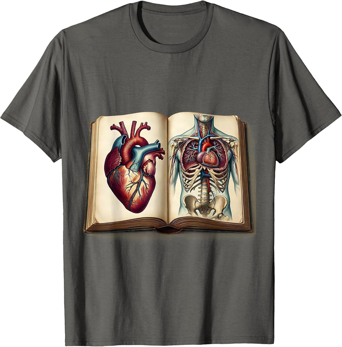 Men's Medical Assistant Anatomy Textbook Graphic T-Shirt - Asphalt Grey