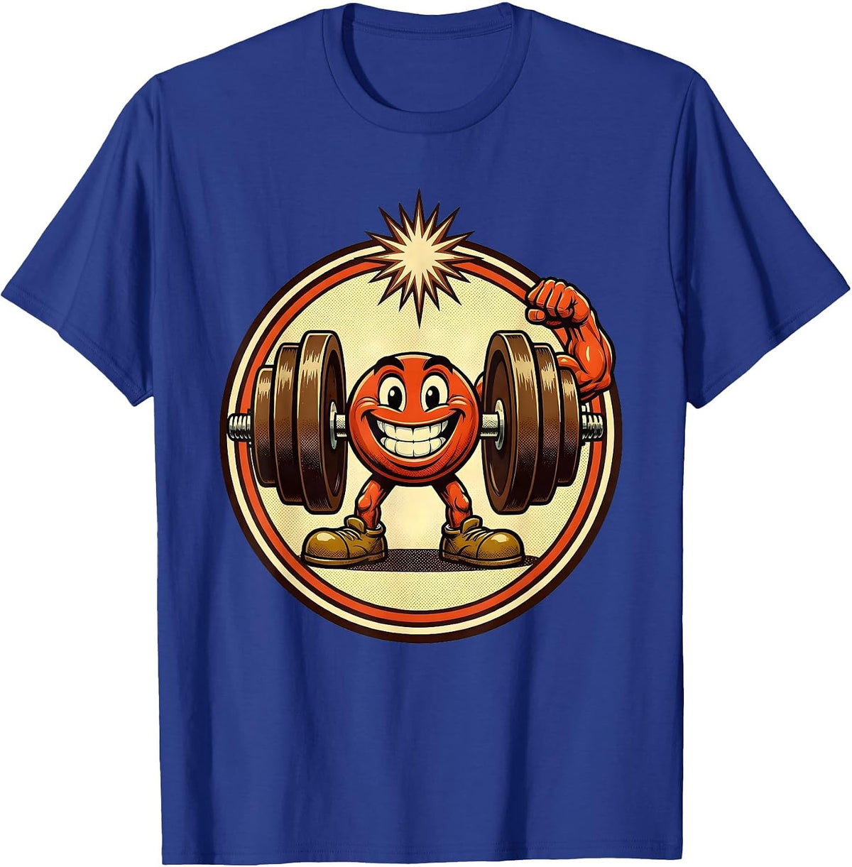 Physical Therapy Bicep Curl Dumbbell Graphic T-Shirt - Royal Blue