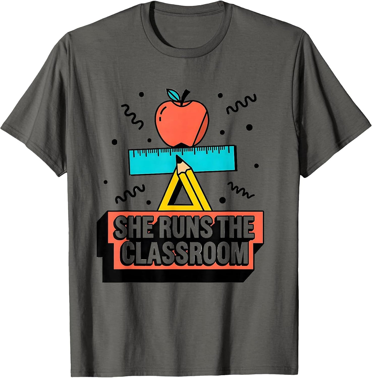 Men's She Runs the Classroom Paraprofessional Design T-Shirt - Asphalt Grey