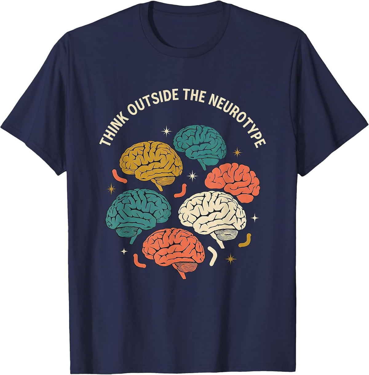 Men's Think Outside the Neurotype Neurodiversity Design T-Shirt - Navy Blue
