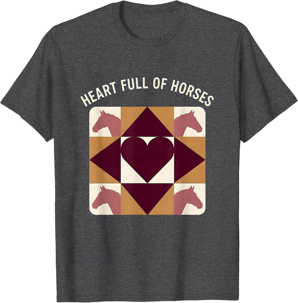 Men's Heart Full Of Horses Cowgirl Design T-Shirt - Dark Heather Grey
