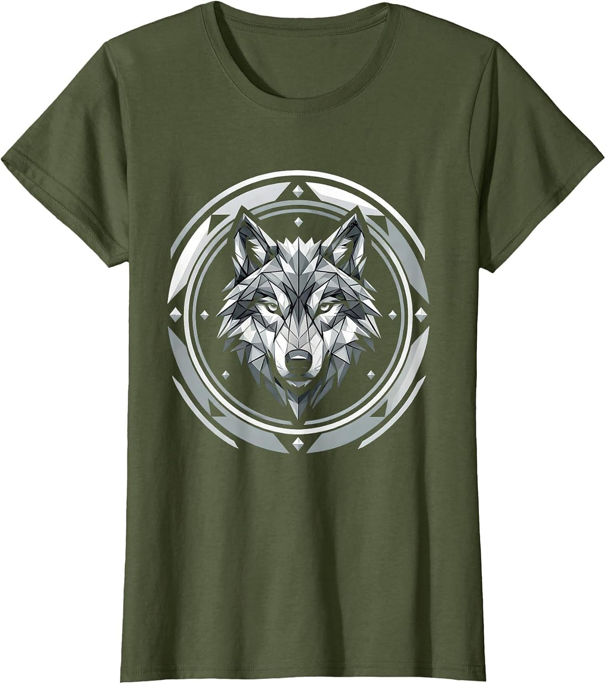 Women's Abstract Concept 31 Bold Graphic Design T-Shirt - Olive Green