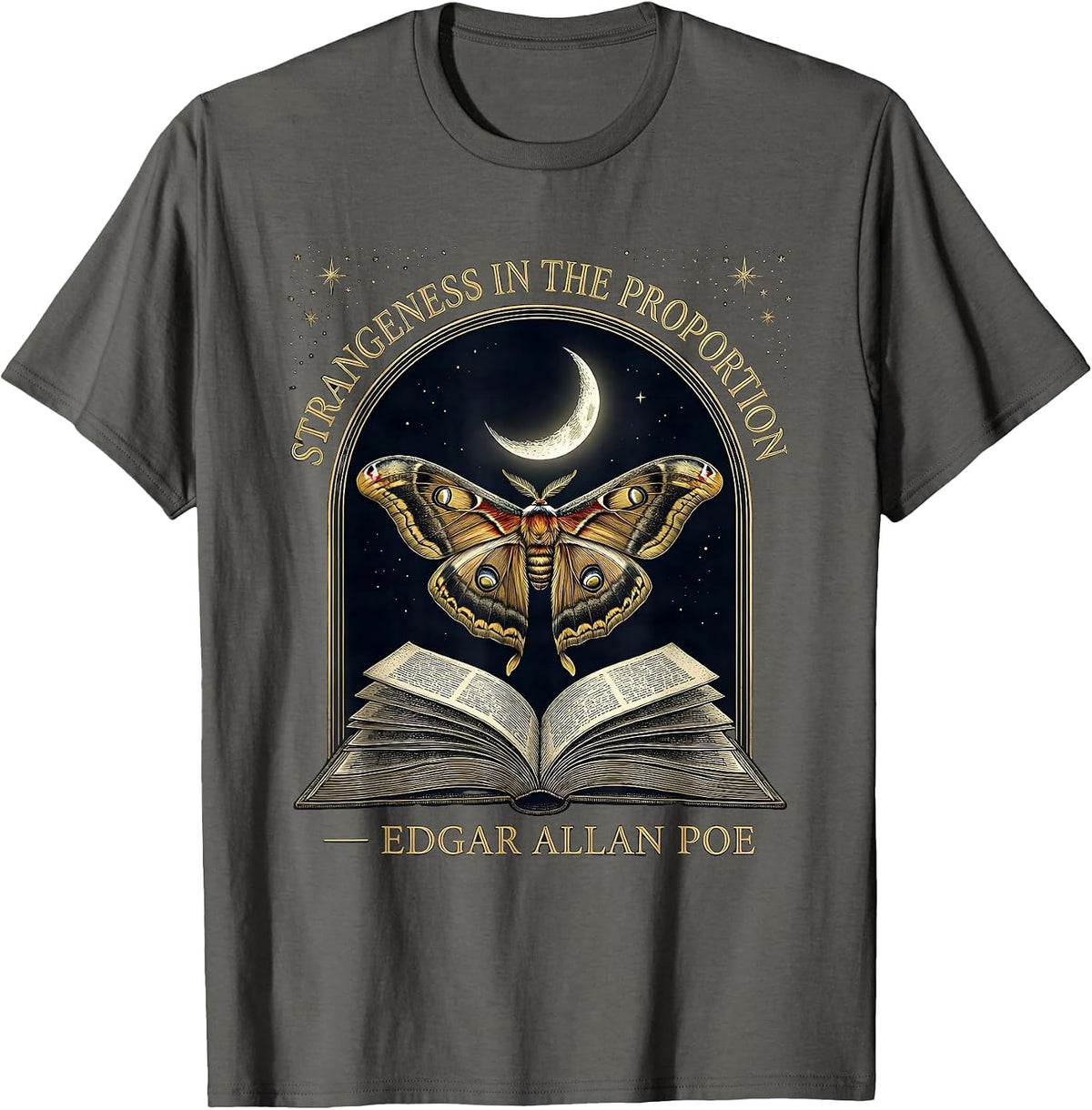 Strangeness In The Proportion Edgar Allan Poe Gothic T-Shirt - Asphalt Grey