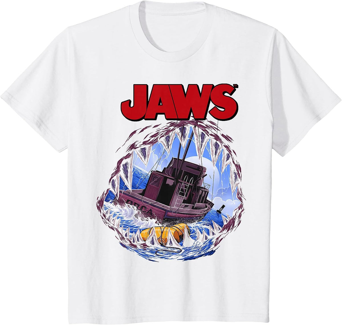 Jaws Mouth View of Orca Poster Style T-Shirt - White