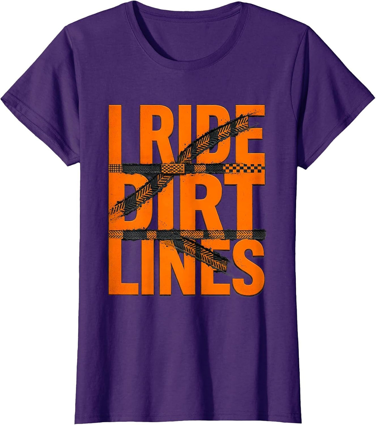 Women's I Ride Dirt Lines Rugged Motocross Dirt Bike Rider Gift T-Shirt - Purple