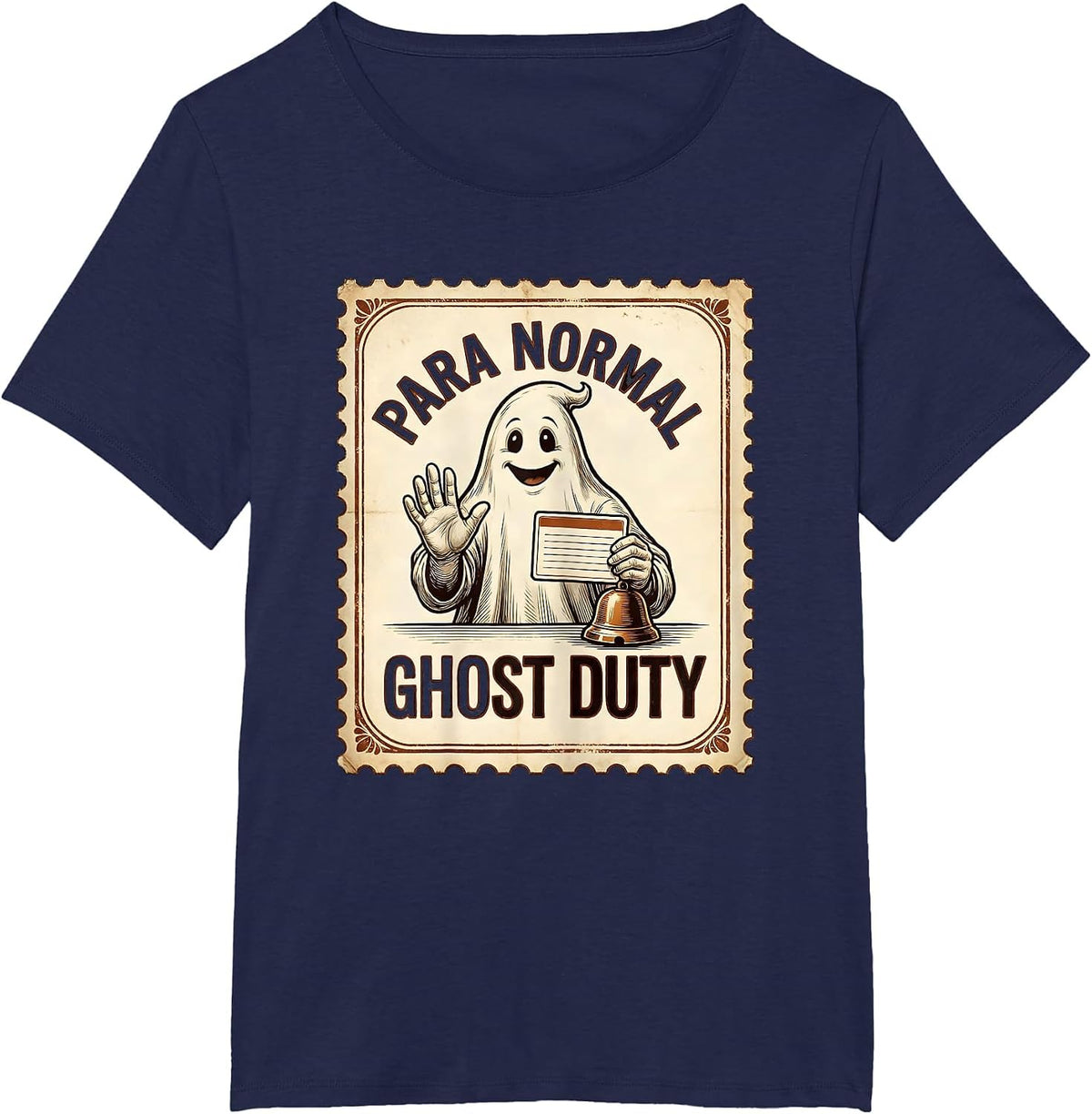 Women's Para Normal Ghost Duty Funny Paraprofessional Halloween T-Shirt - Navy Blue