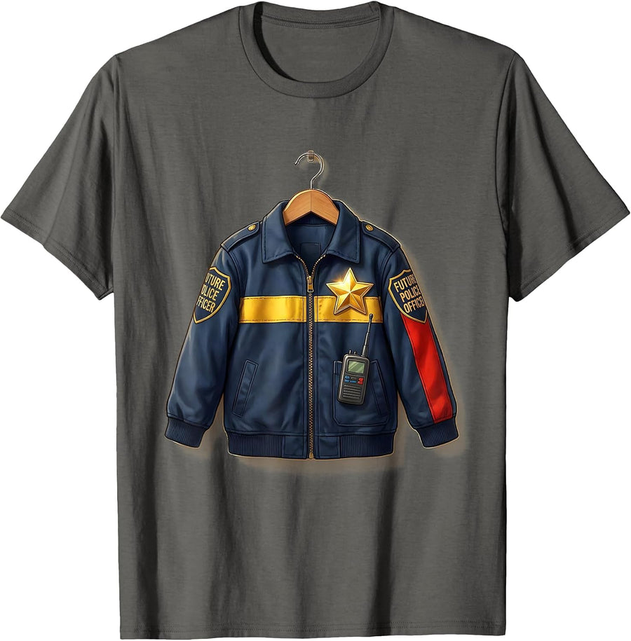Future Police Officer Storybook Costume Halloween Party T-Shirt - Asphalt Grey