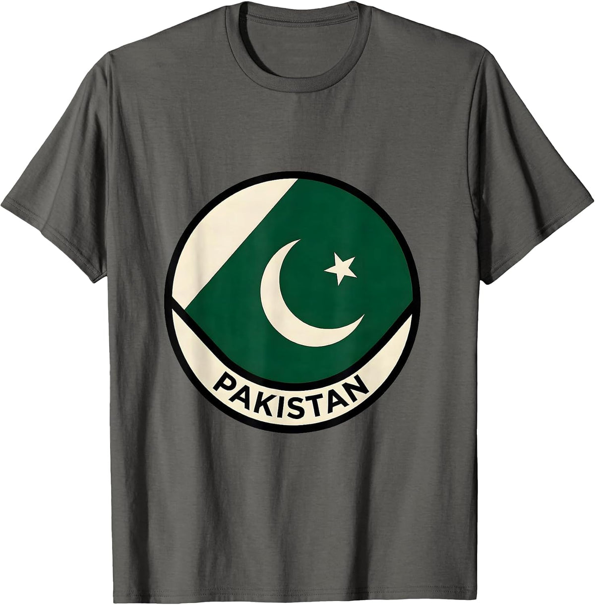 Men's Pakistan Bauhaus Modernist National Pride Cricket Fan T-Shirt - Asphalt Grey