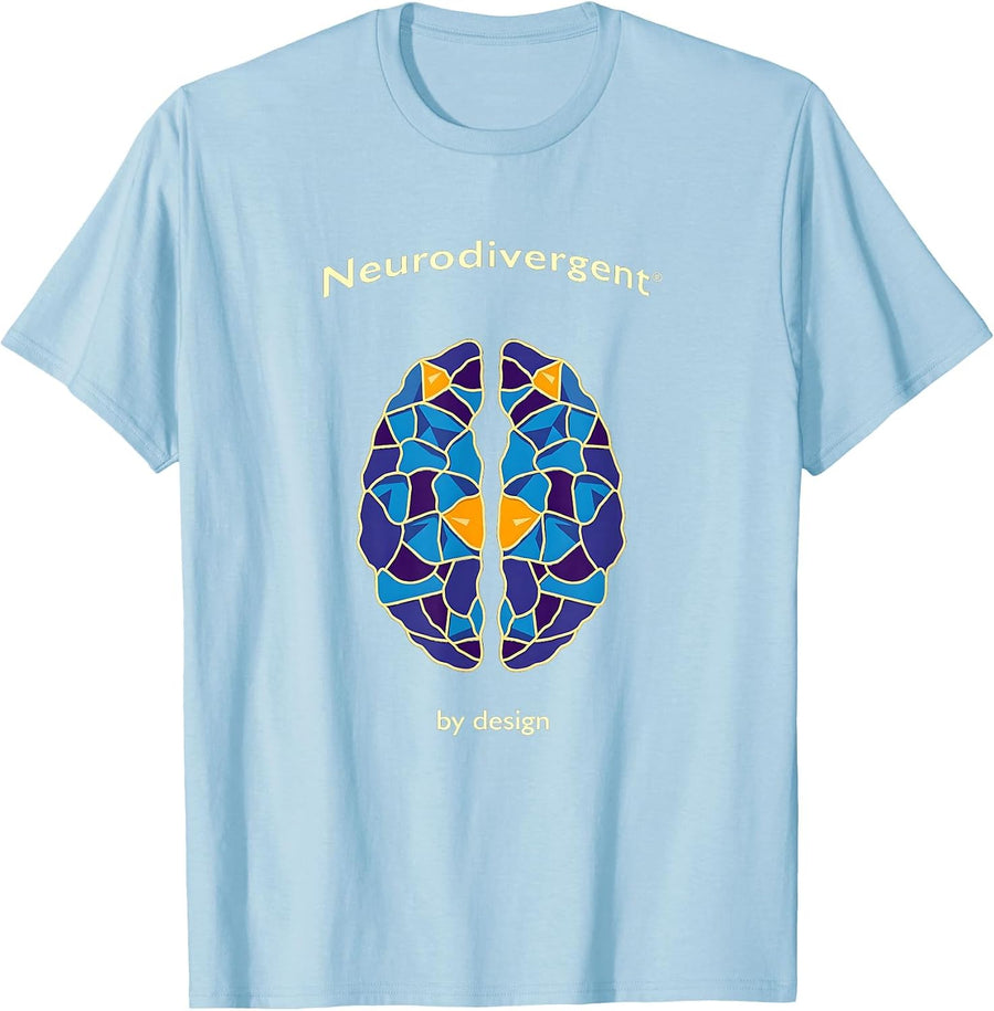 Neurodivergent By Design Neurodiversity Tee T-Shirt - Baby Blue