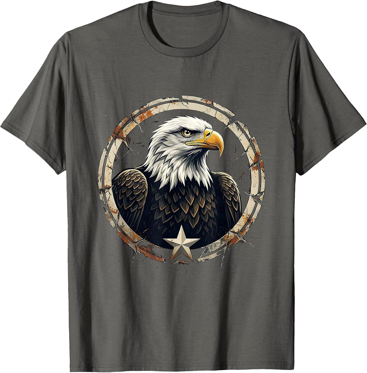 Bald Eagle Distressed Eagle Fan Family Pride T-Shirt - Asphalt Grey