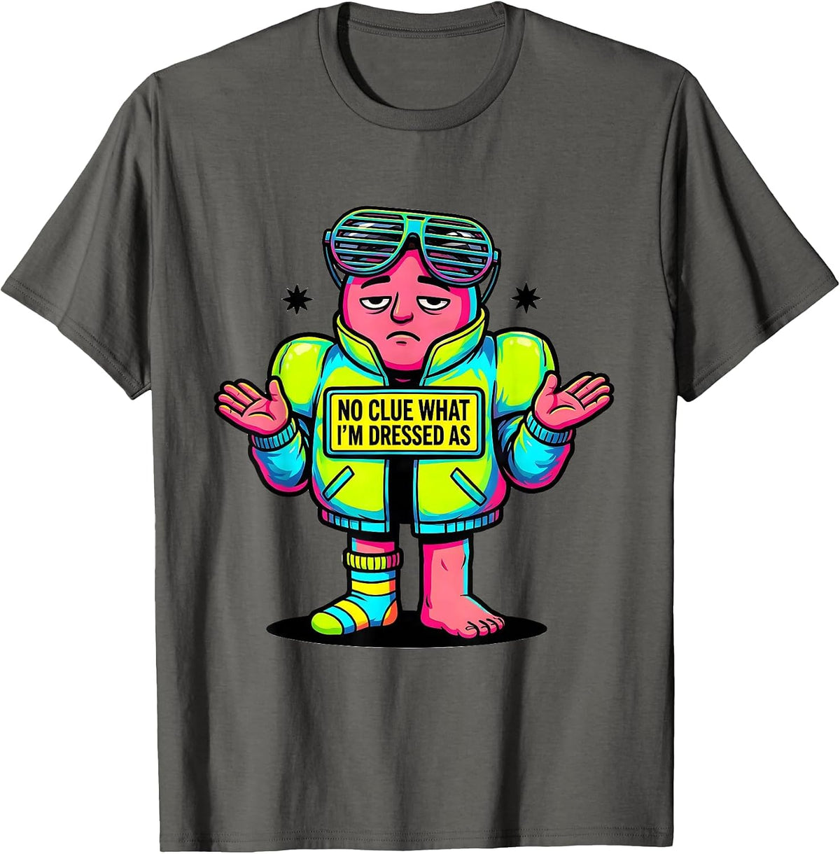 Men's No Clue What I'm Dressed As Funny 80s Costume Party T-Shirt - Asphalt Grey