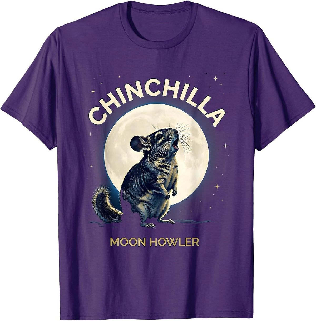 Chinchilla Moon Howler Cosmic Funny Small Mammal Pet Lover T-Shirt - Purple