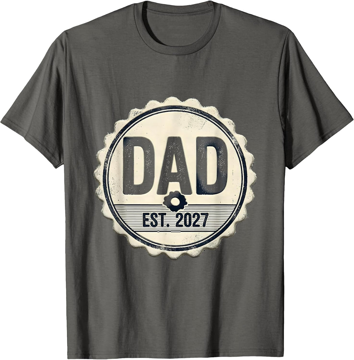 Men's Dad Est. 2027 Rubber Stamp First Time Dad New Parent T-Shirt - Asphalt Grey