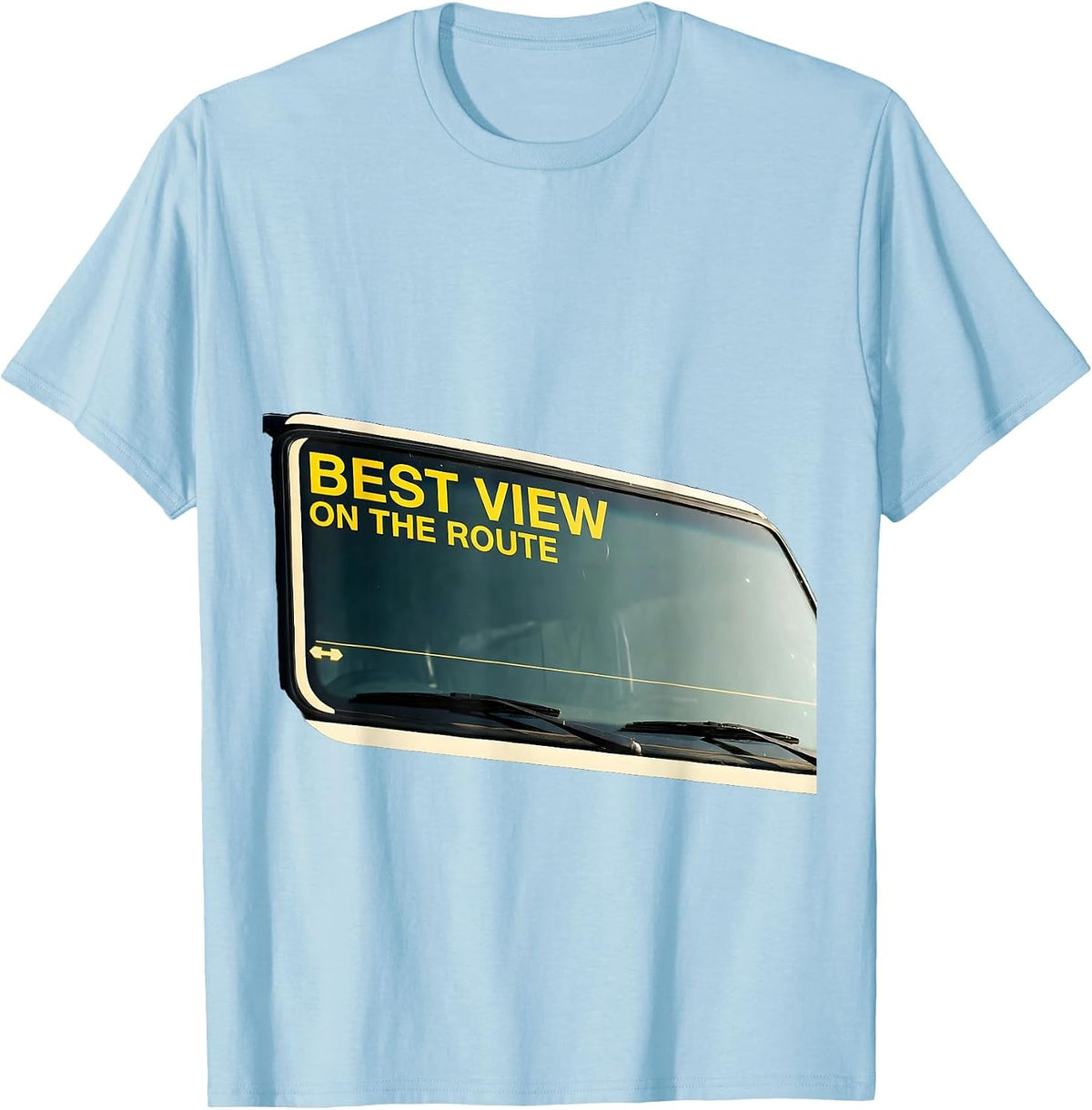 Men's Best View On The Route Funny School Bus Driver Workplace T-Shirt - Baby Blue