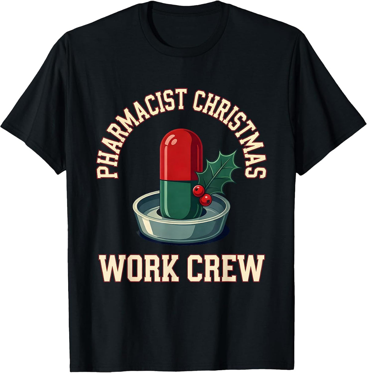 Men's Pharmacist Christmas Work Crew Funny Pharmacy Crew Holiday T-Shirt - Black