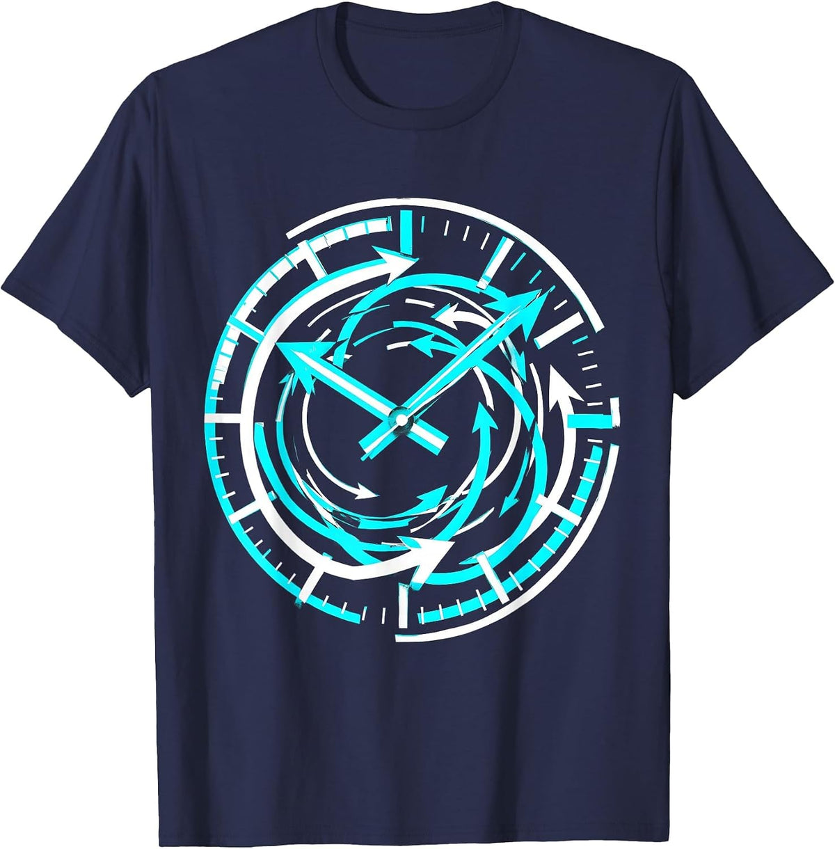 Looping Clock Arrows Time Cycle Illustration T-Shirt - Navy Blue