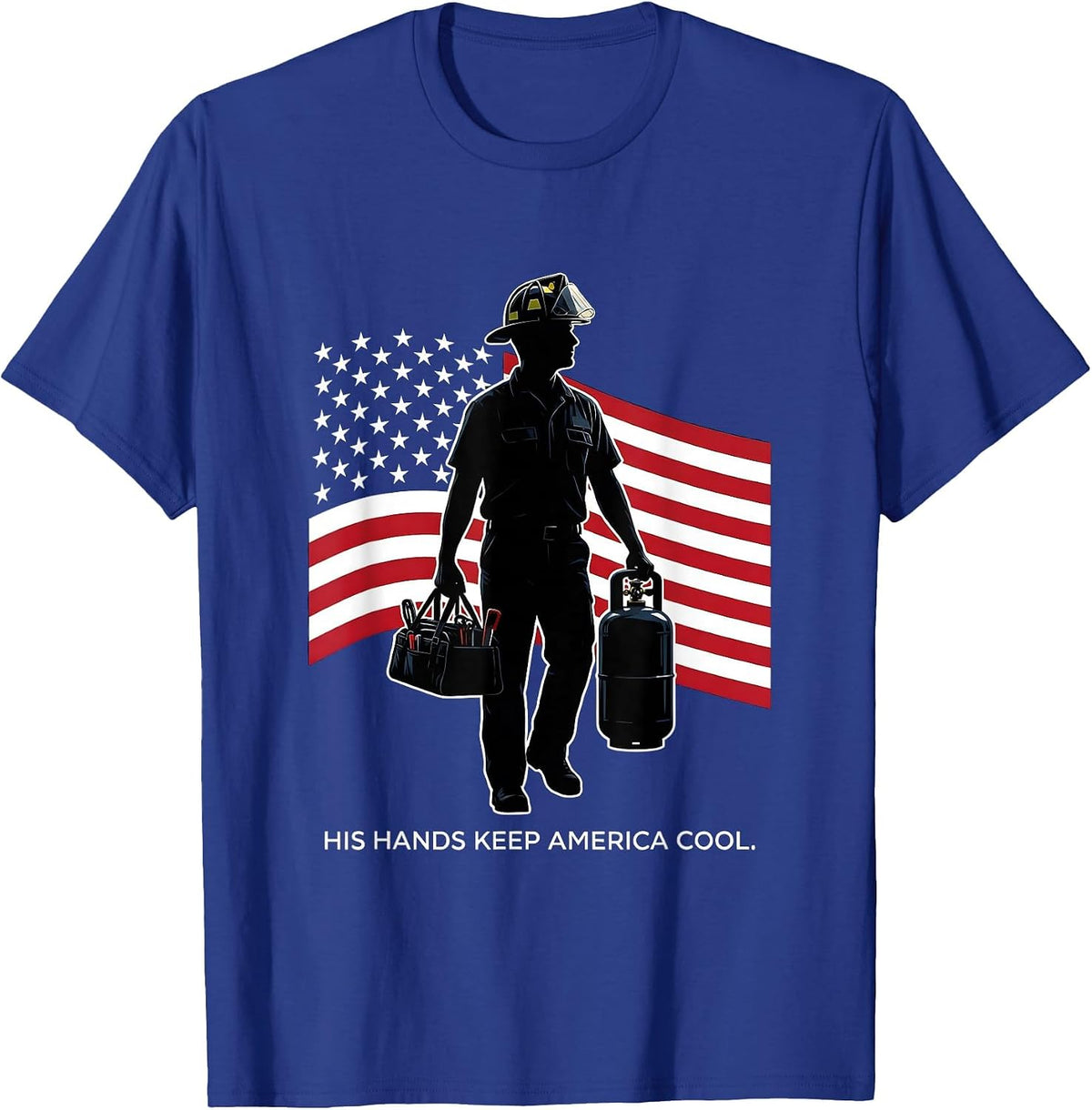 His Hands Keep America Cool HVAC Technician Design T-Shirt - Royal Blue