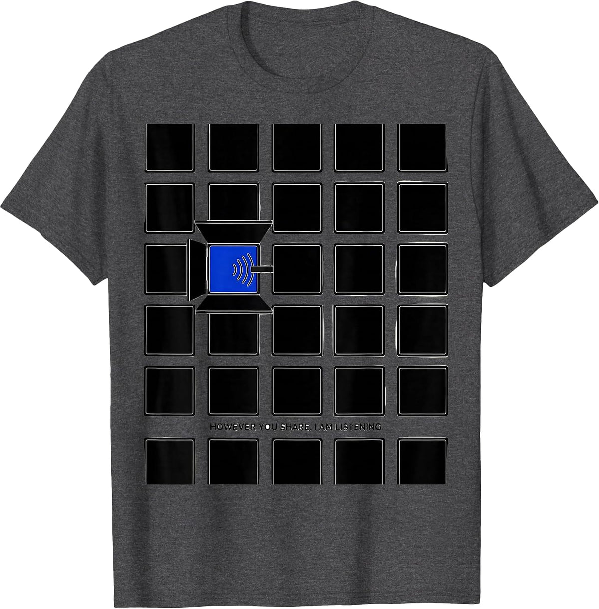 Men's However You Share, I Am Listening Geometric AAC SLP Teacher T-Shirt - Dark Heather Grey