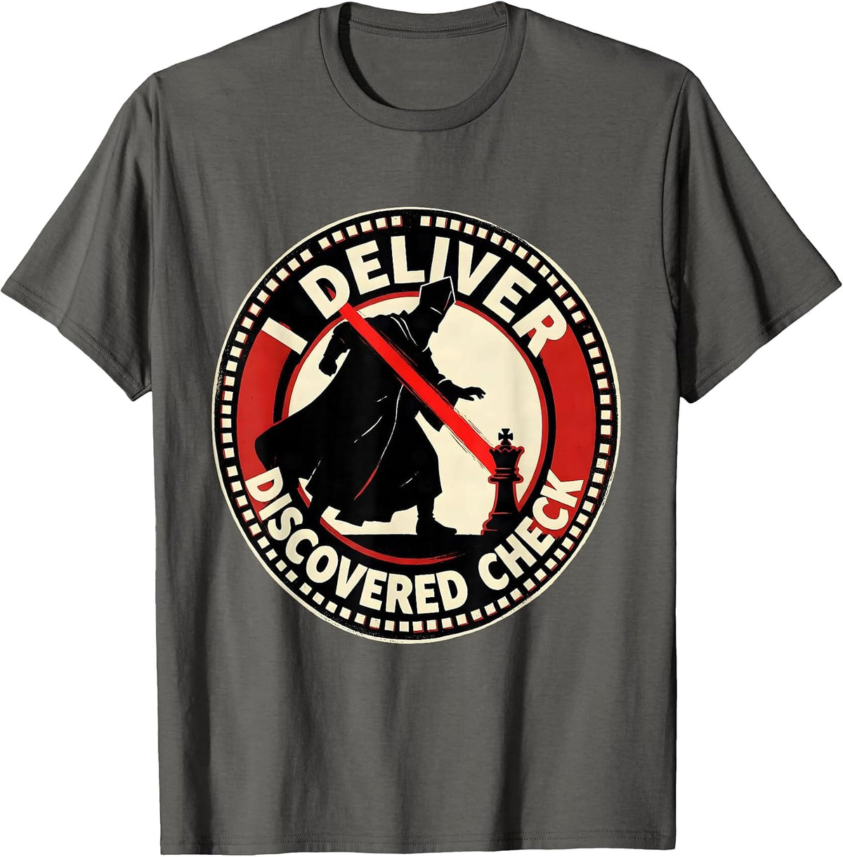 Men's I Deliver Discovered Check Funny Chess Player Gift Chess T-Shirt - Asphalt Grey