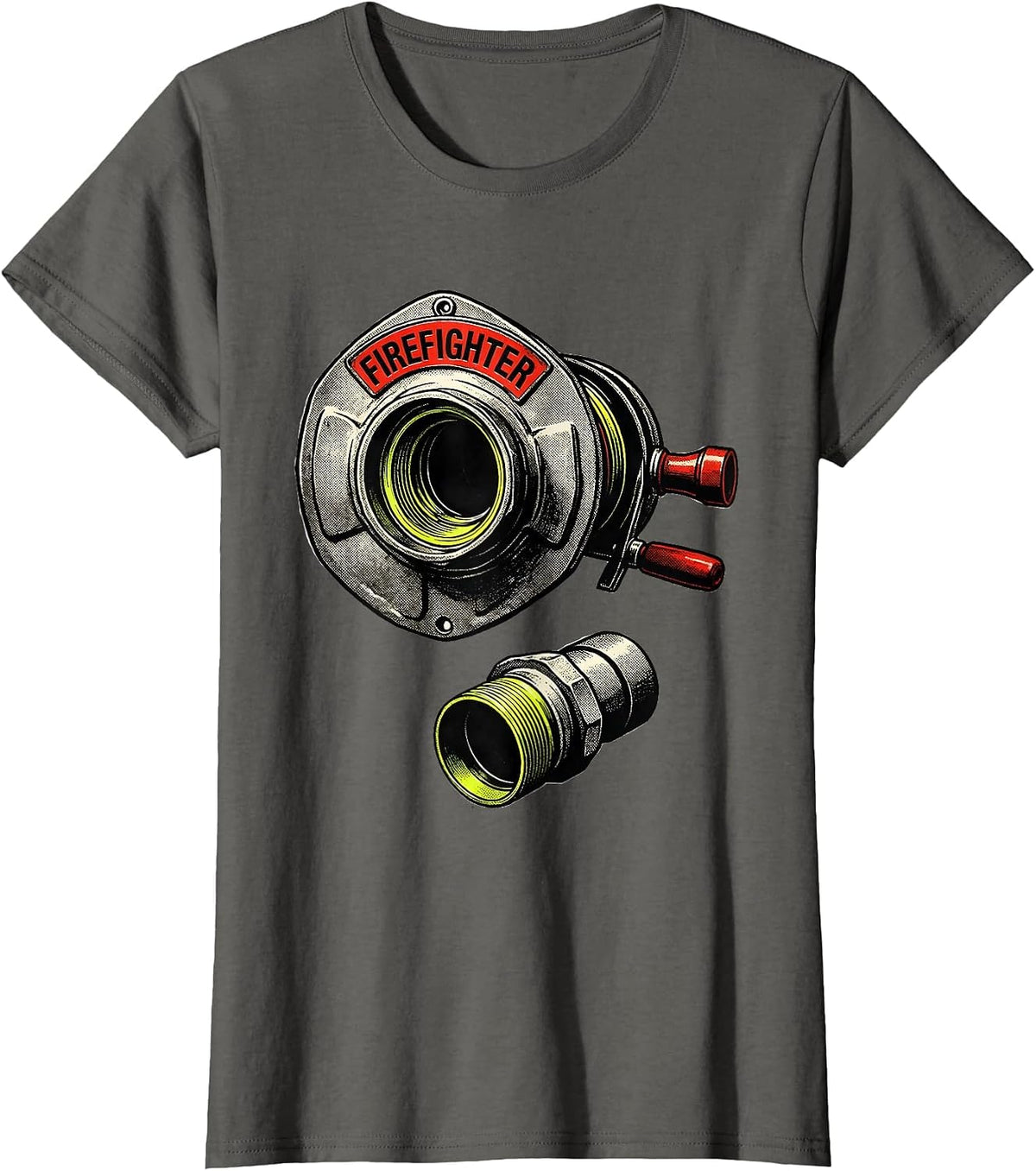 Women's Firefighter Risograph Fire Department Humor Gift for Fireman T-Shirt - Asphalt Grey