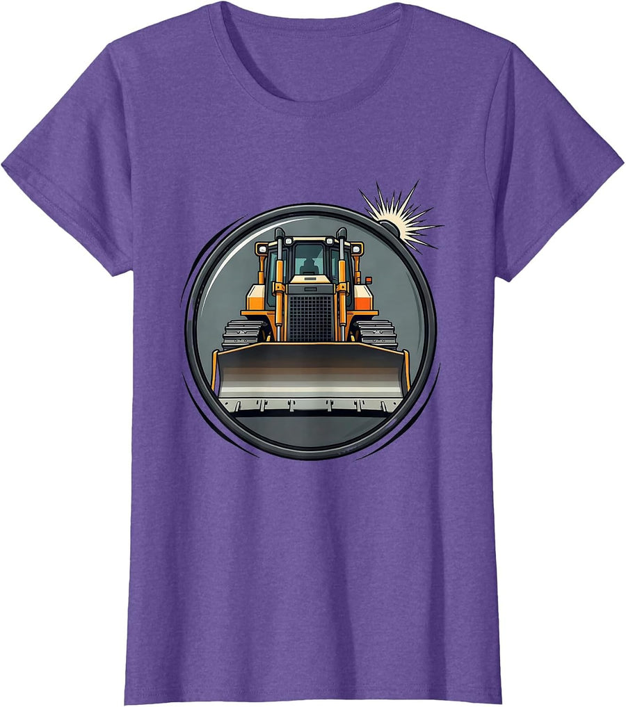 Dozer Mass Vintage Badge Heavy Equipment Operator Humor T-Shirt - Purple Heather