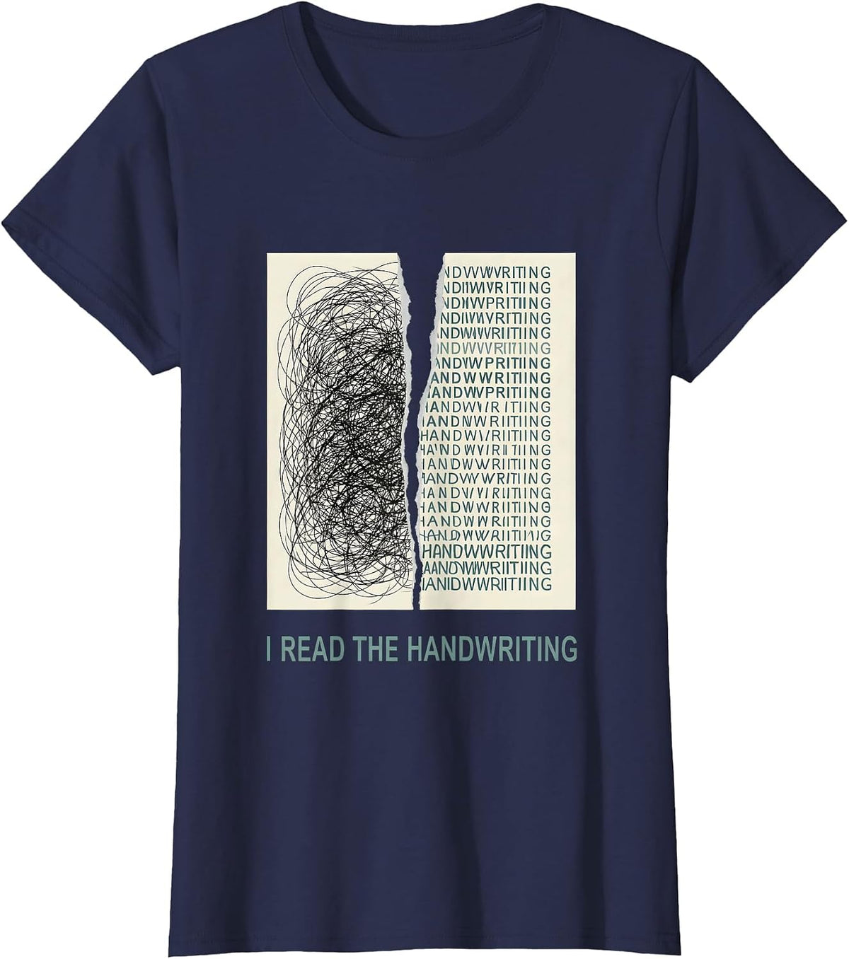 Women's I Read The Handwriting Funny Pharmacy Tech Pharmacist T-Shirt - Navy Blue