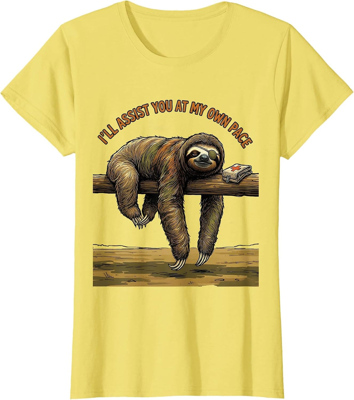 I'll Assist You At My Own Pace Funny Sloth Animal Lover T-Shirt - Lemon Yellow