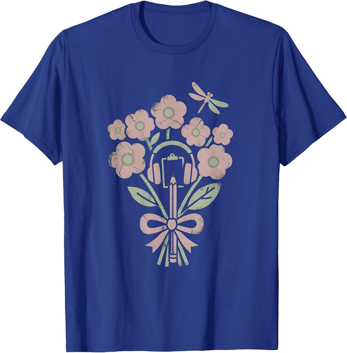 Men's Paraprofessional Headset Desk Illustration Gift T-Shirt - Royal Blue