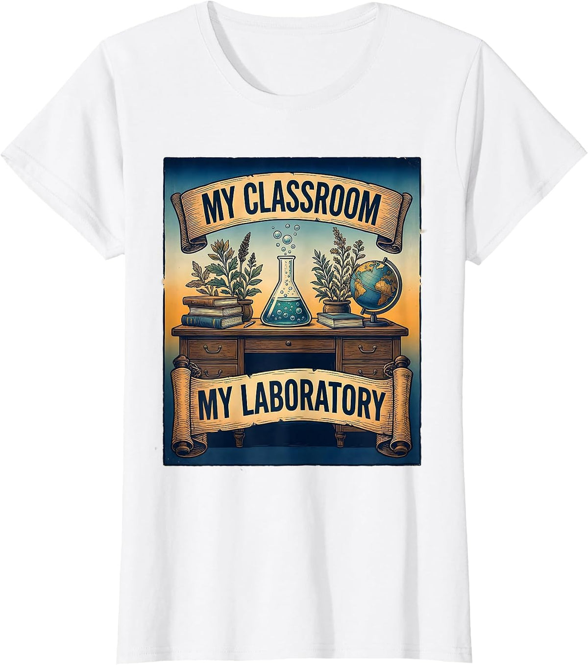 My Classroom My Laboratory Science Teacher Design T-Shirt - White