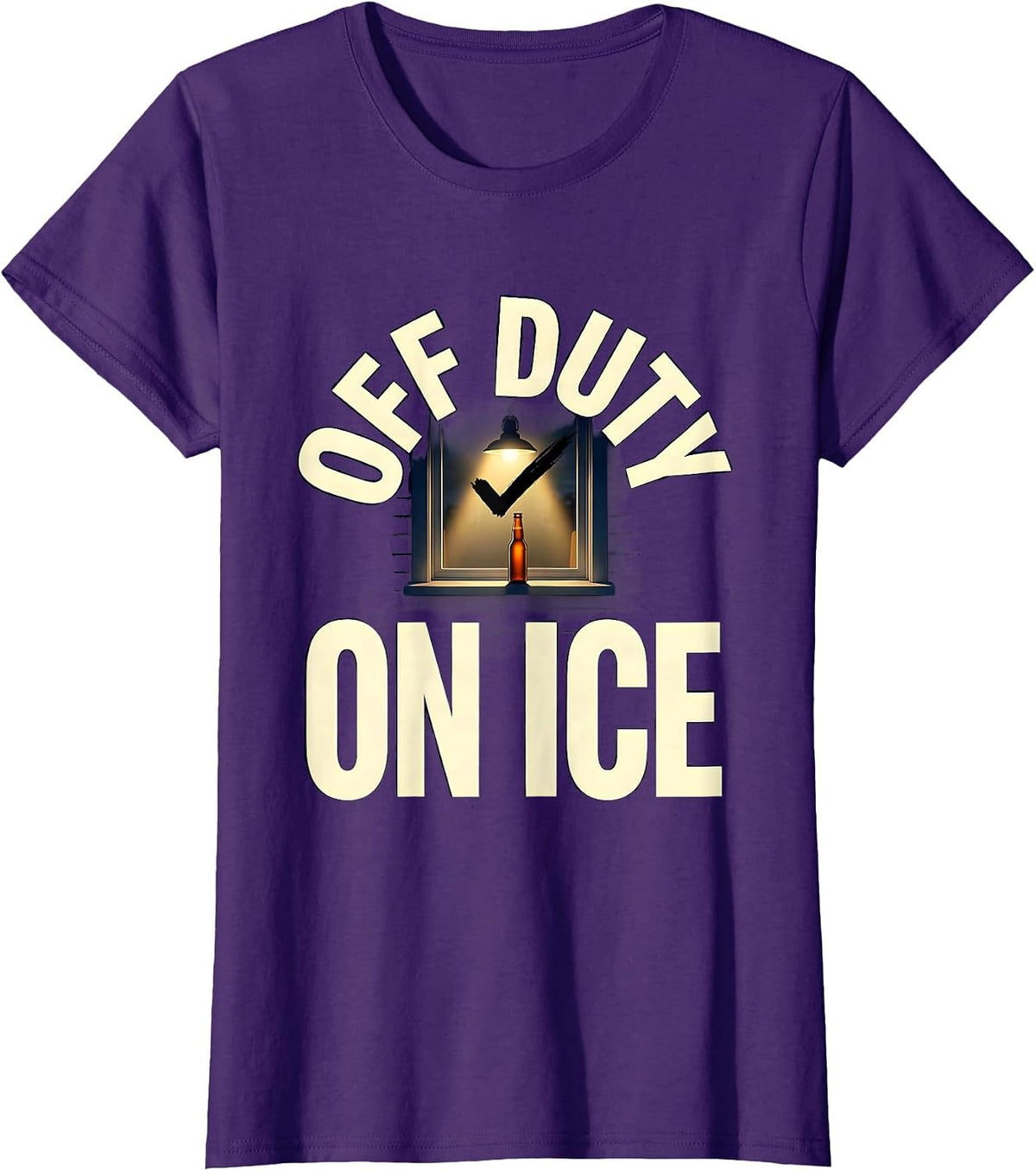 Women's Off Duty On Ice Funny Beer Lover Labor Day Cookout Humor T-Shirt - Purple