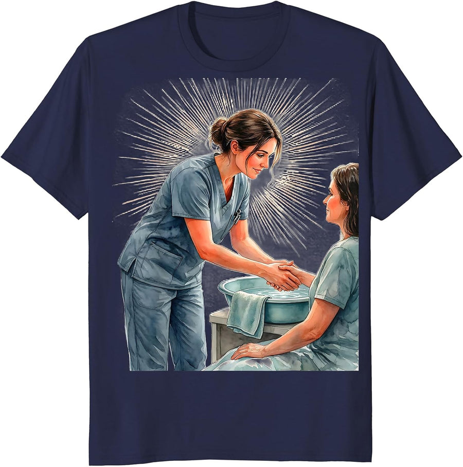 Patient Care Technician Watercolor Appreciation Week Gift T-Shirt - Navy Blue