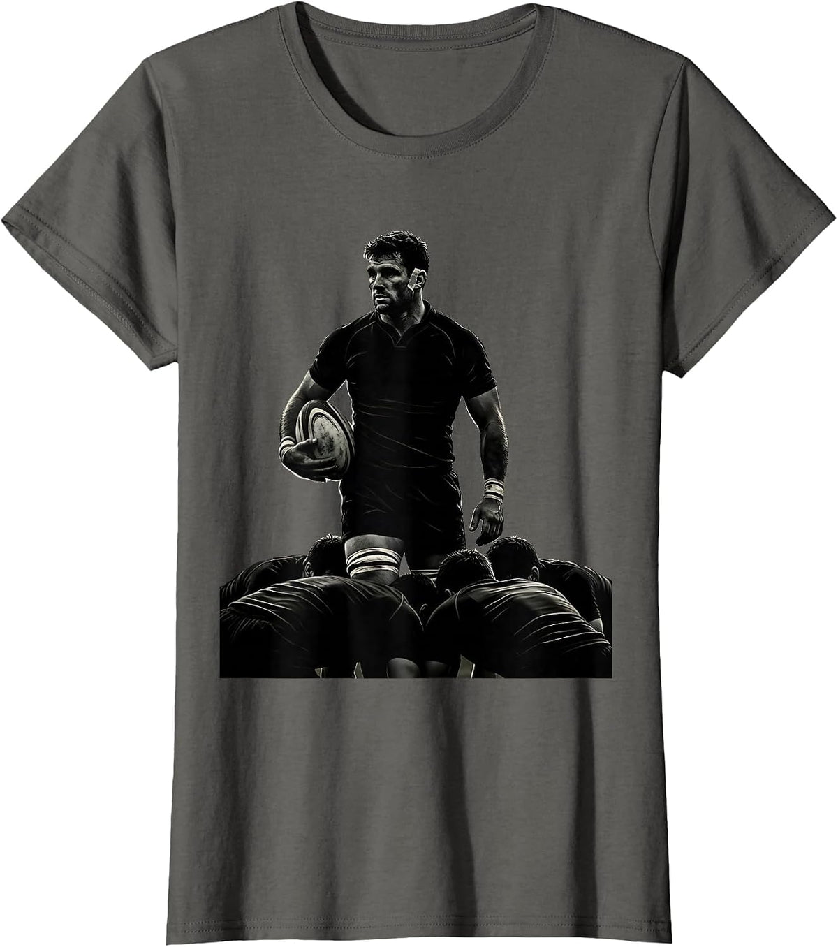 Women's Rugby Player Silhouette Funny Rugby Fan Humor T-Shirt - Asphalt Grey