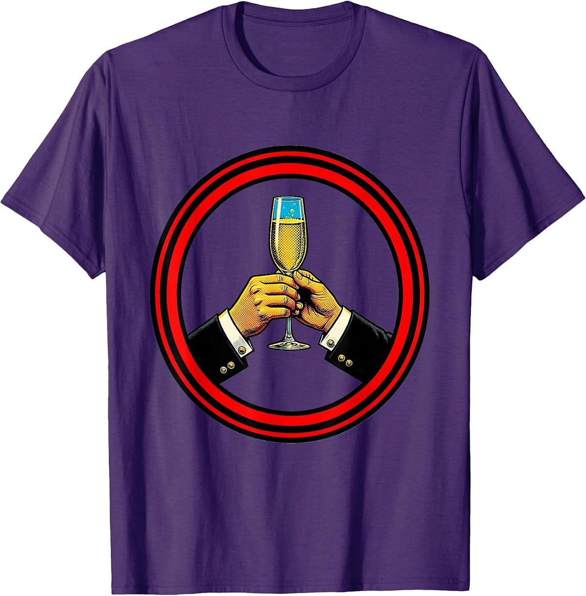 Tuxedo Champagne Flute Celebration Graphic T-Shirt - Purple