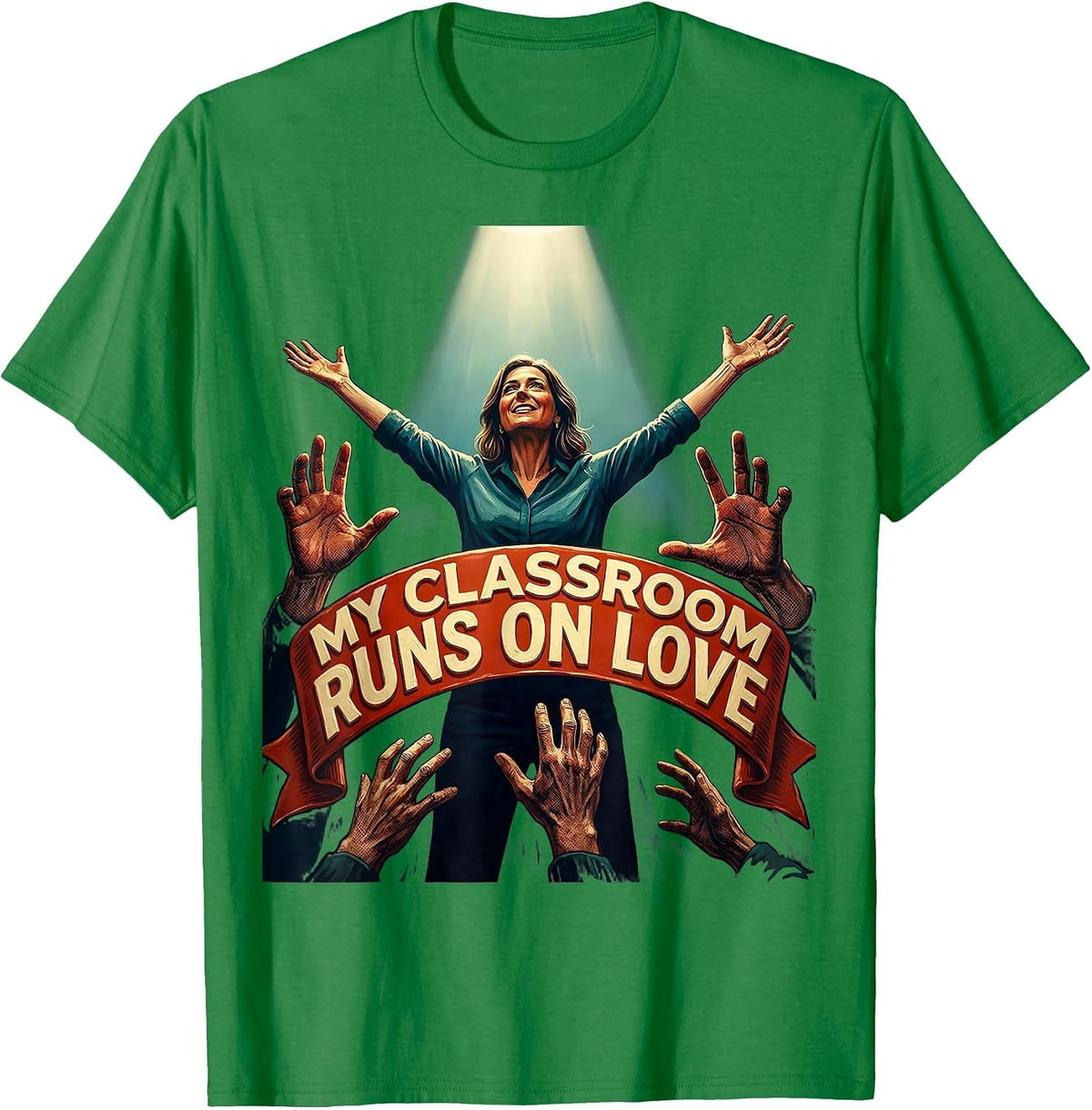 Men's My Classroom Runs On Love Sped Teacher Design T-Shirt - Kelly Green