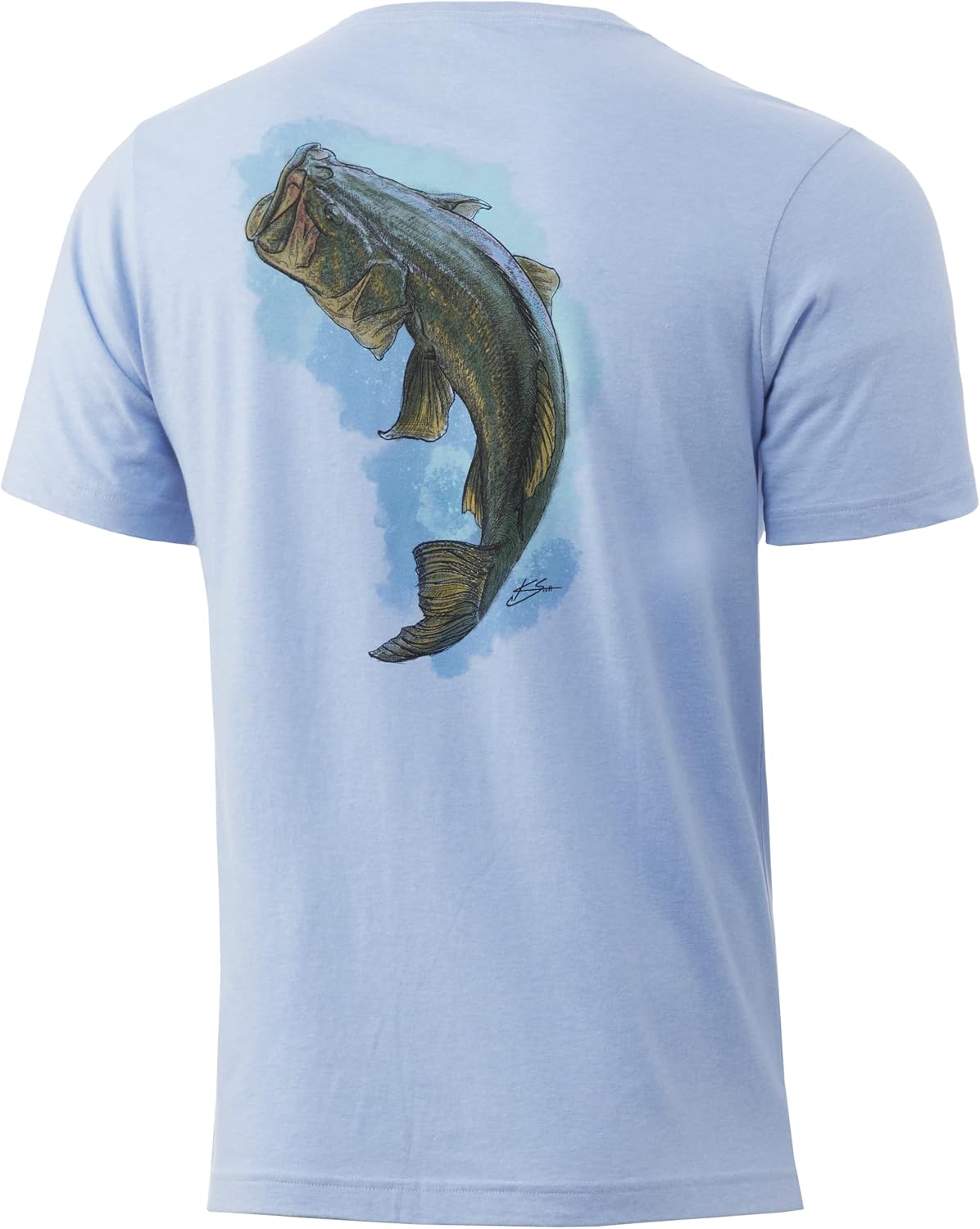 HUK Mens Performance Fishing Logo Tee, Short Sleeve T-Shirt for Men - Large Buckets - Coastal Sky Heather 3X-Large