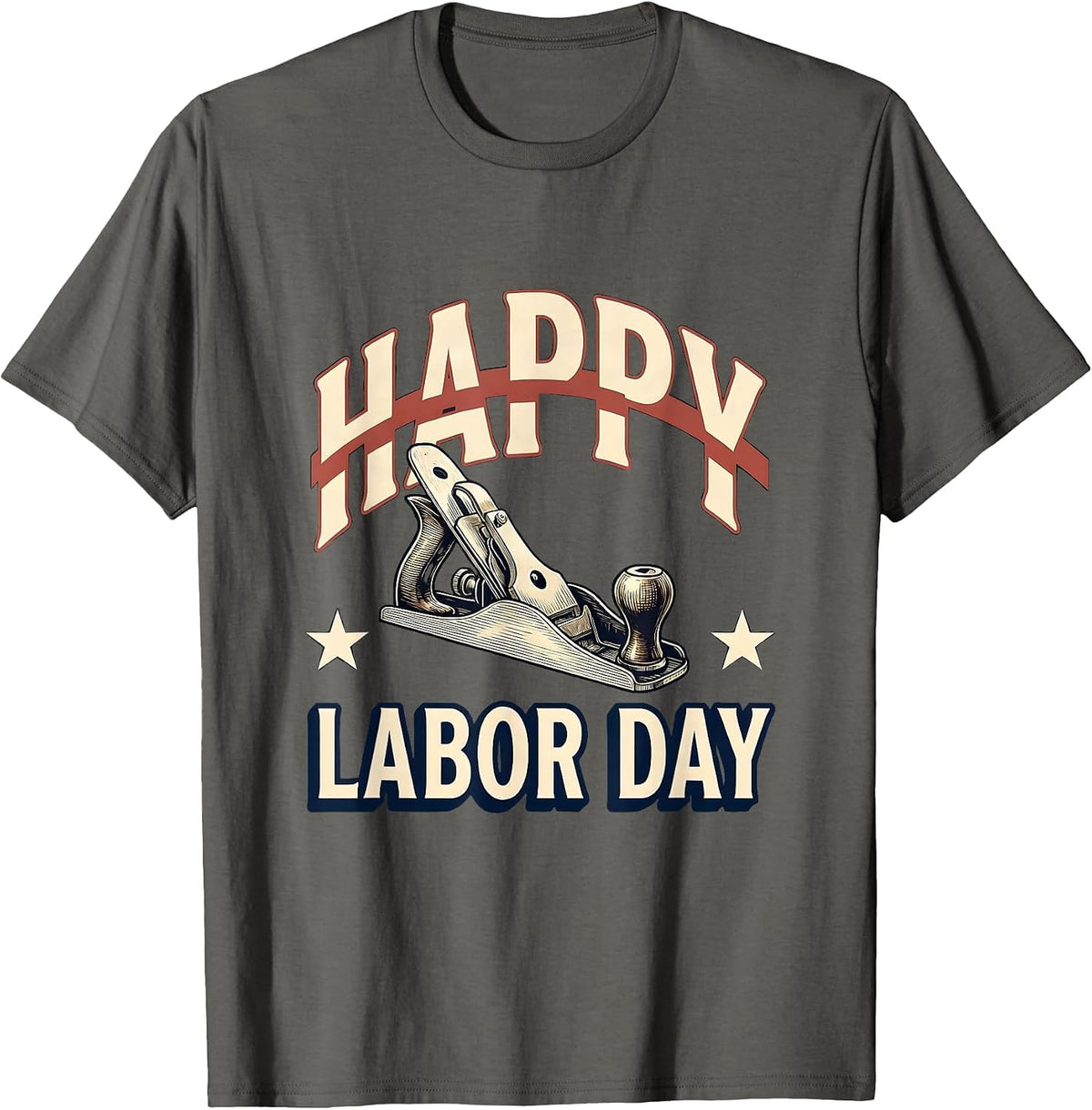 Happy Labor Day Patriotic Union Pride Worker Graphic T-Shirt - Asphalt Grey