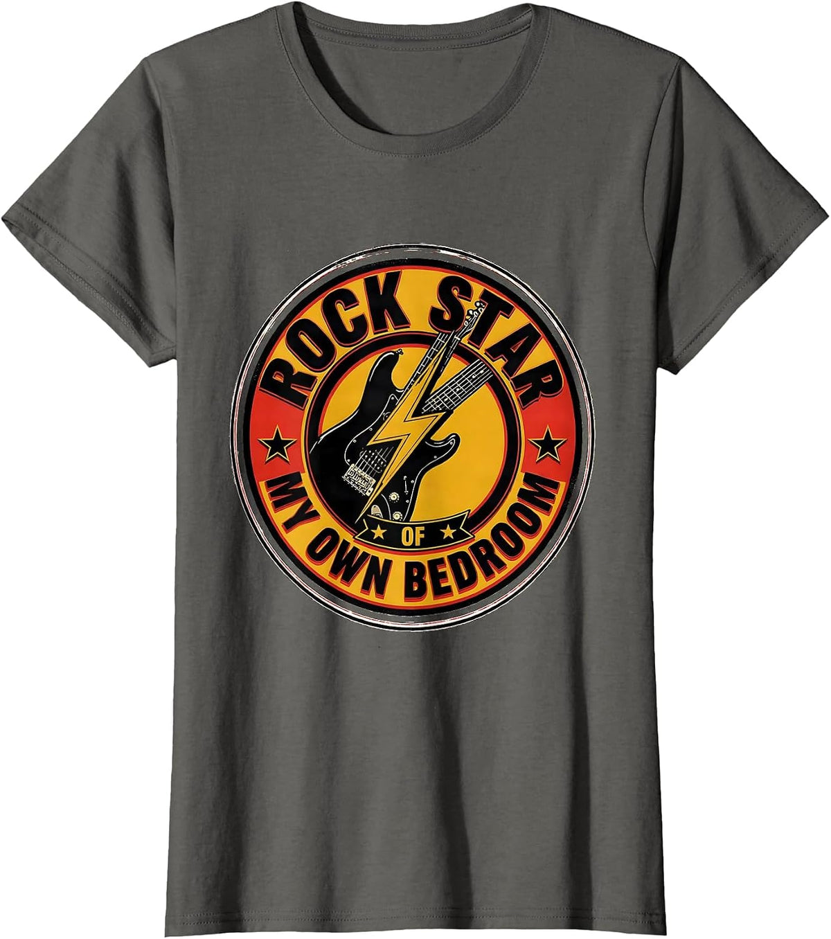 Women's Rock Star Of My Own Bedroom Funny Rock Fan Music Lover T-Shirt - Asphalt Grey
