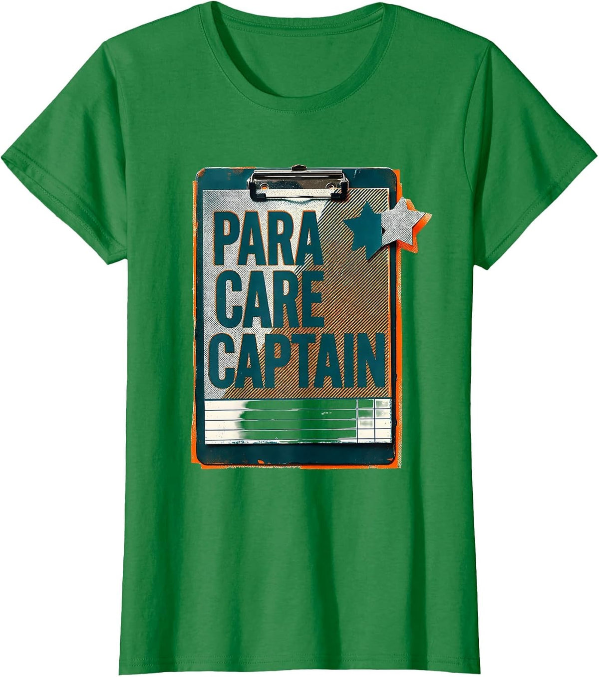 Women's Para Care Captain Risograph Paraprofessional Teacher's Aide T-Shirt - Kelly Green
