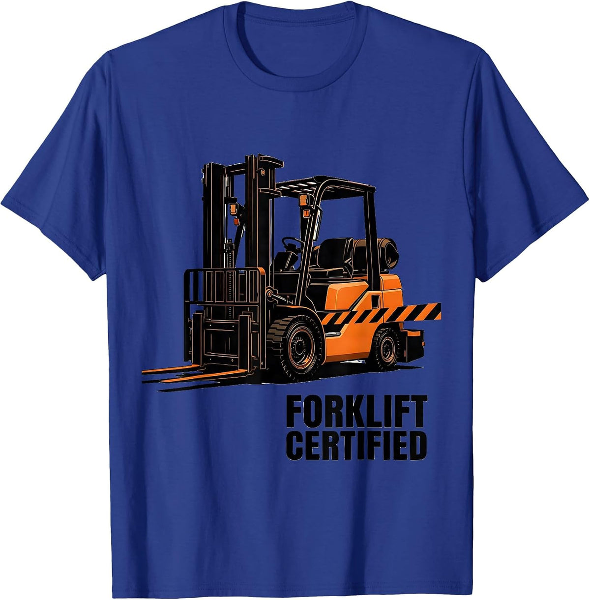 Forklift Certified Brutalist Graphic Construction Worker T-Shirt - Royal Blue
