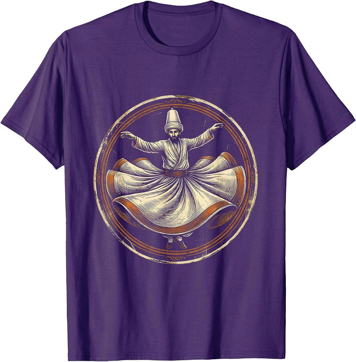 Sufi Dervish Whirling Spiritual Mystic Art T-Shirt - Purple