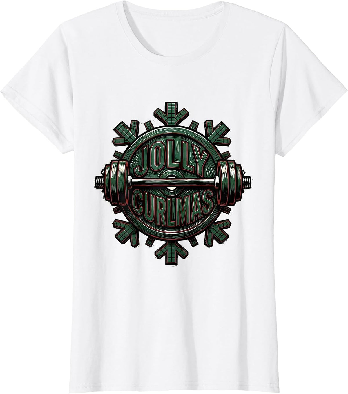 Jolly Curlmas Funny Christmas Gym Workout Weightlifting Gift T-Shirt - White