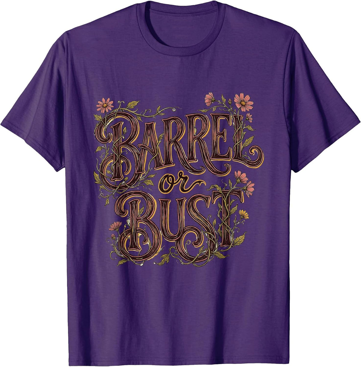 Barrel or Bust Rodeo Barrel Racing Design T-Shirt - Purple