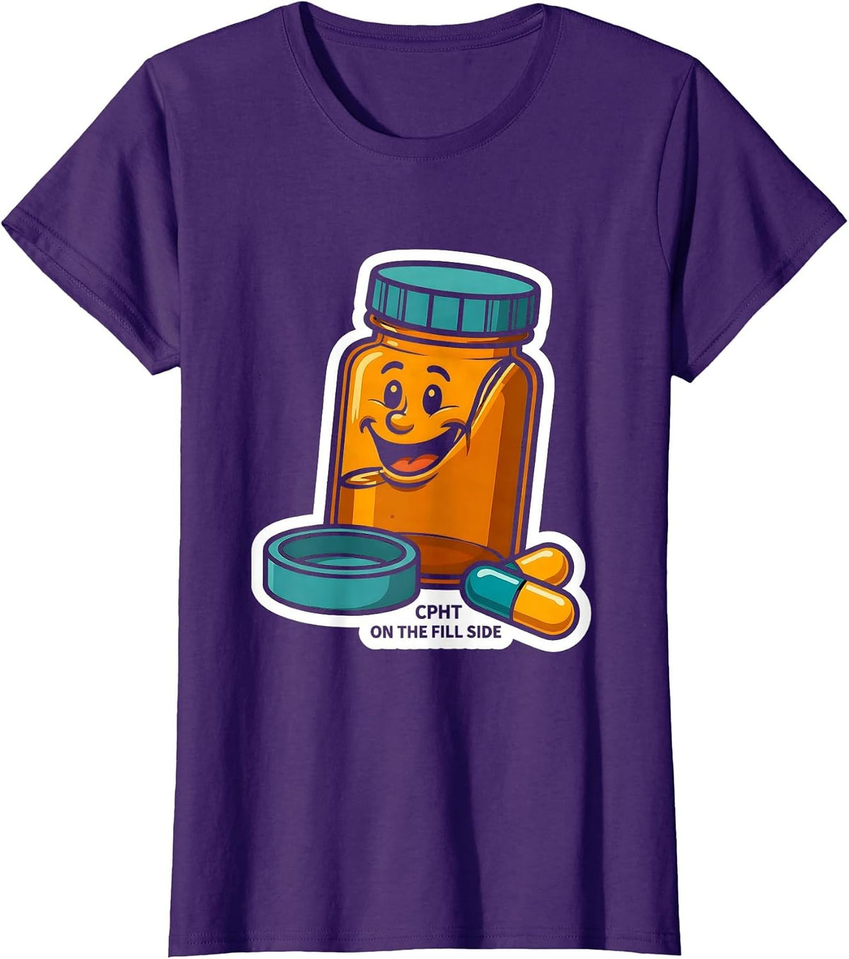 Women's CPhT On The Fill Side Cute Pharmacy Tech Humor T-Shirt - Purple