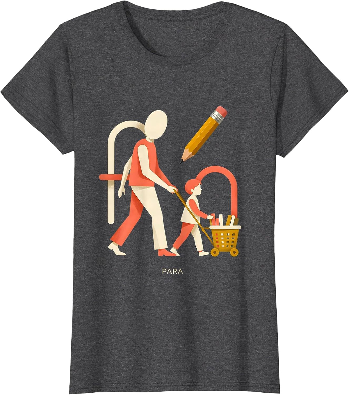 Women's Para Midcentury Modern Paraprofessional Teacher Aide T-Shirt - Dark Heather Grey
