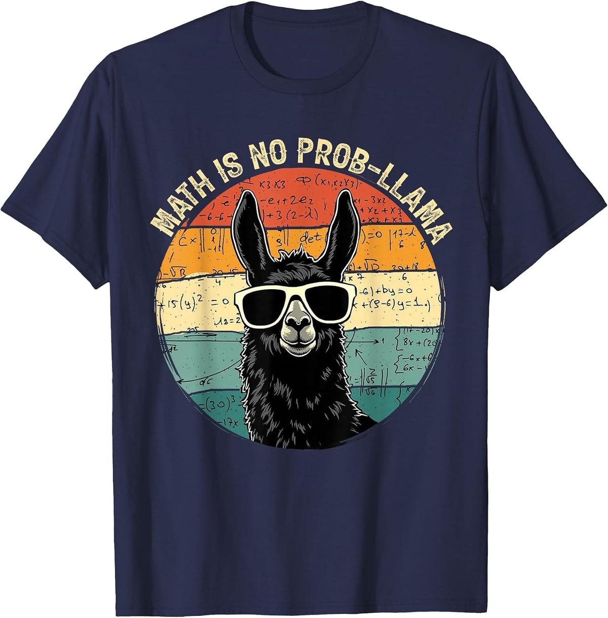 Math is No Pro-Llama Mathematics Math Teacher Appreciation T-Shirt - Navy Blue