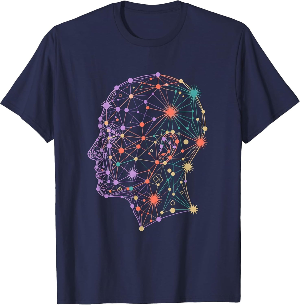 Neurodiversity Constellation Mind Star Map T-Shirt - Navy Blue