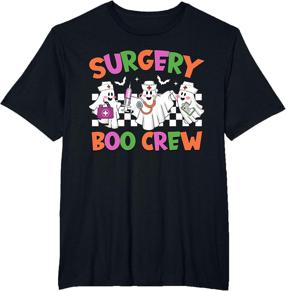 Retro Surgery Boo Crew Surgical Tech Halloween Costumes T-Shirt - Black
