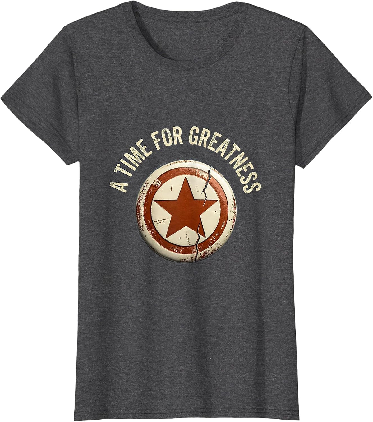 Women's A Time For Greatness Rubber Stamp Retro JFK Campaign T-Shirt - Dark Heather Grey