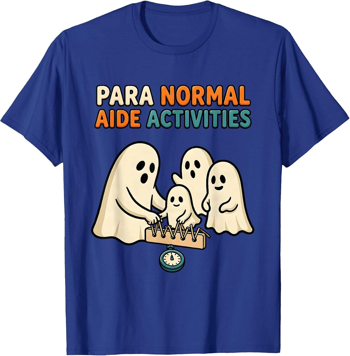 Men's Para Normal Aide Activities Funny Ghost Paraprofessional T-Shirt - Royal Blue